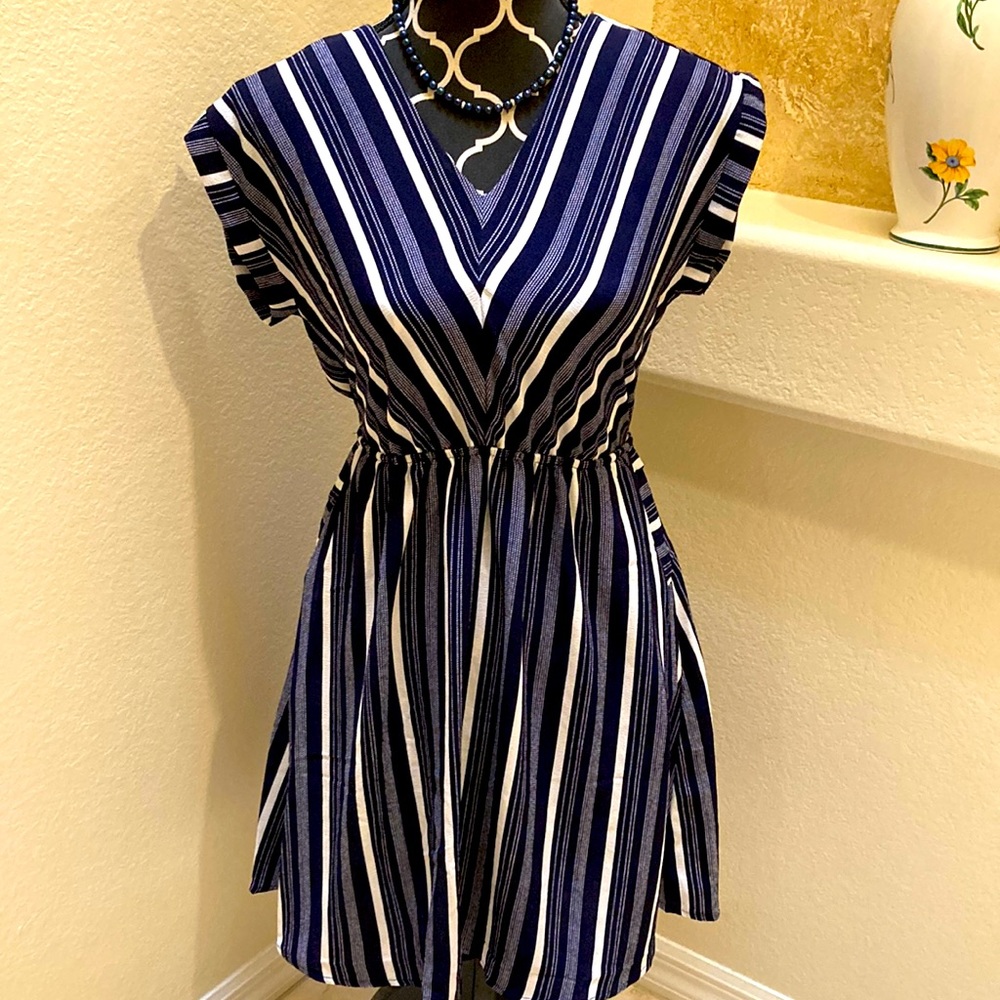 Navy and White Dress